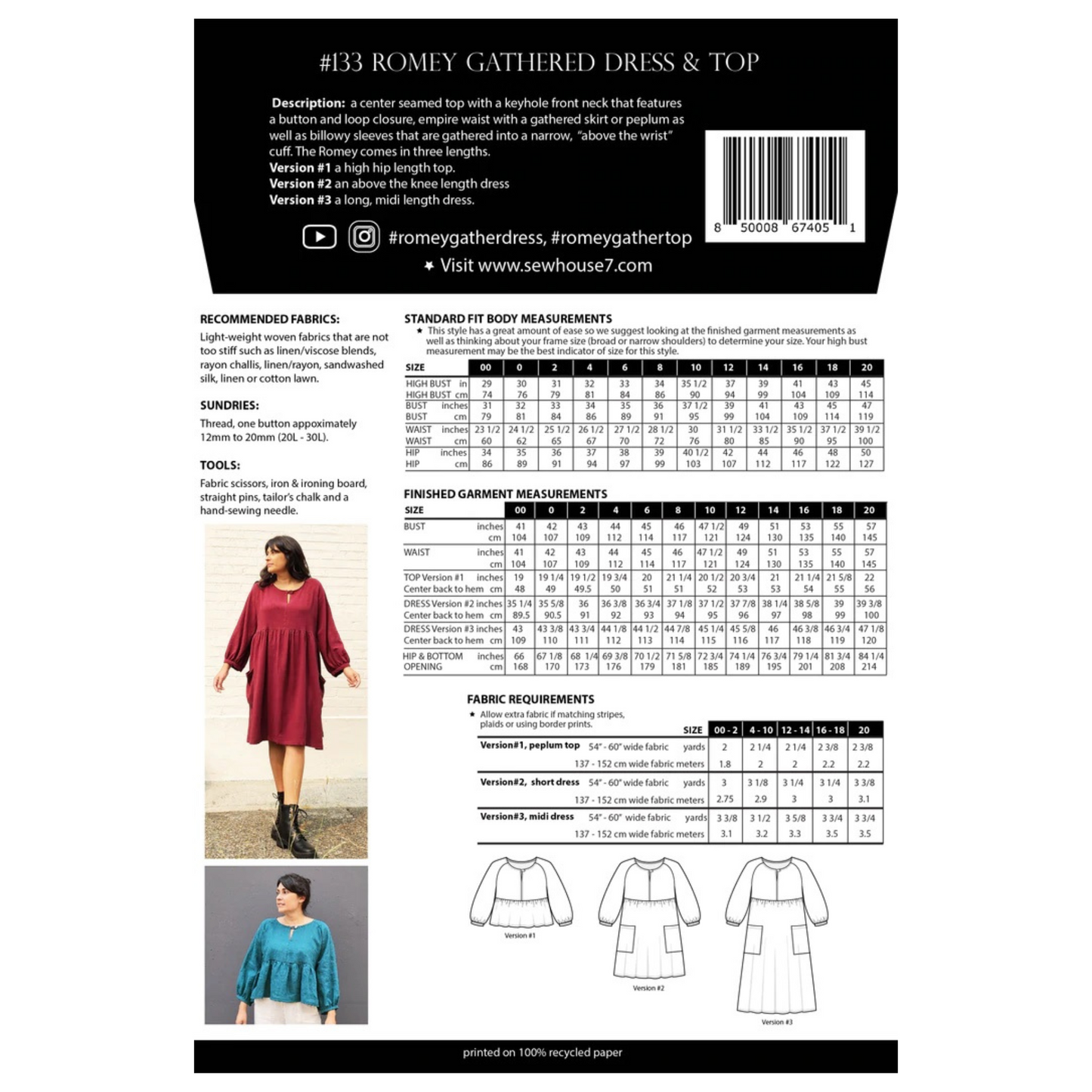 Romey Gathered Dress and Top - Sew House Seven