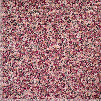 Stretch Cotton with Pink Ditsy Flower Print