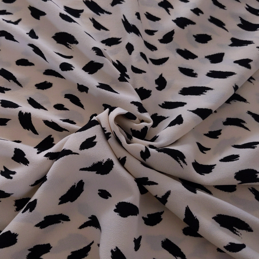 Viscose Black and Cream Abstract Print