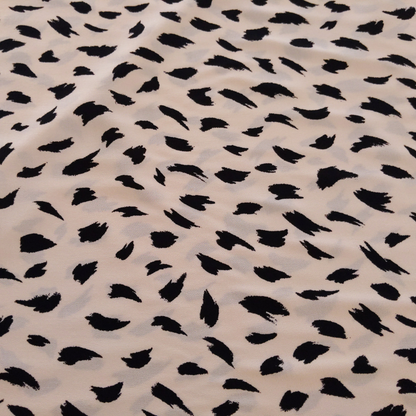 Viscose Black and Cream Abstract Print