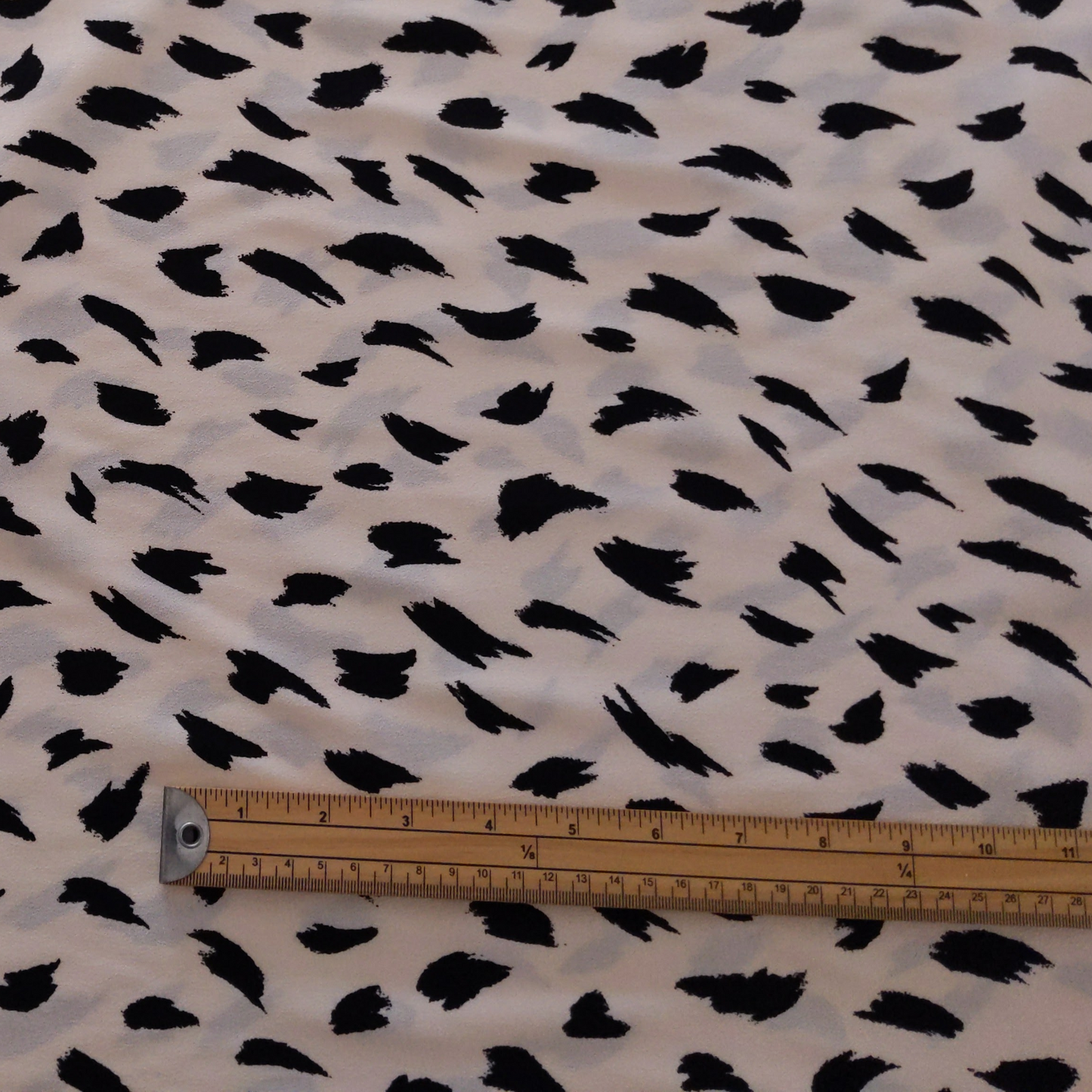 Viscose Black and Cream Abstract Print