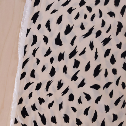 Viscose Black and Cream Abstract Print