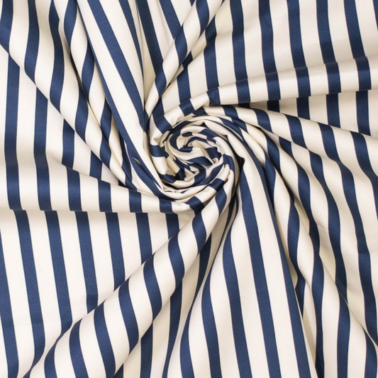 Striped Stretch Cotton in Blue and White