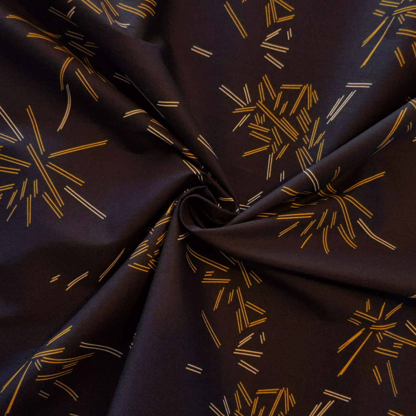 Cotton in Navy with Yellow Stripe