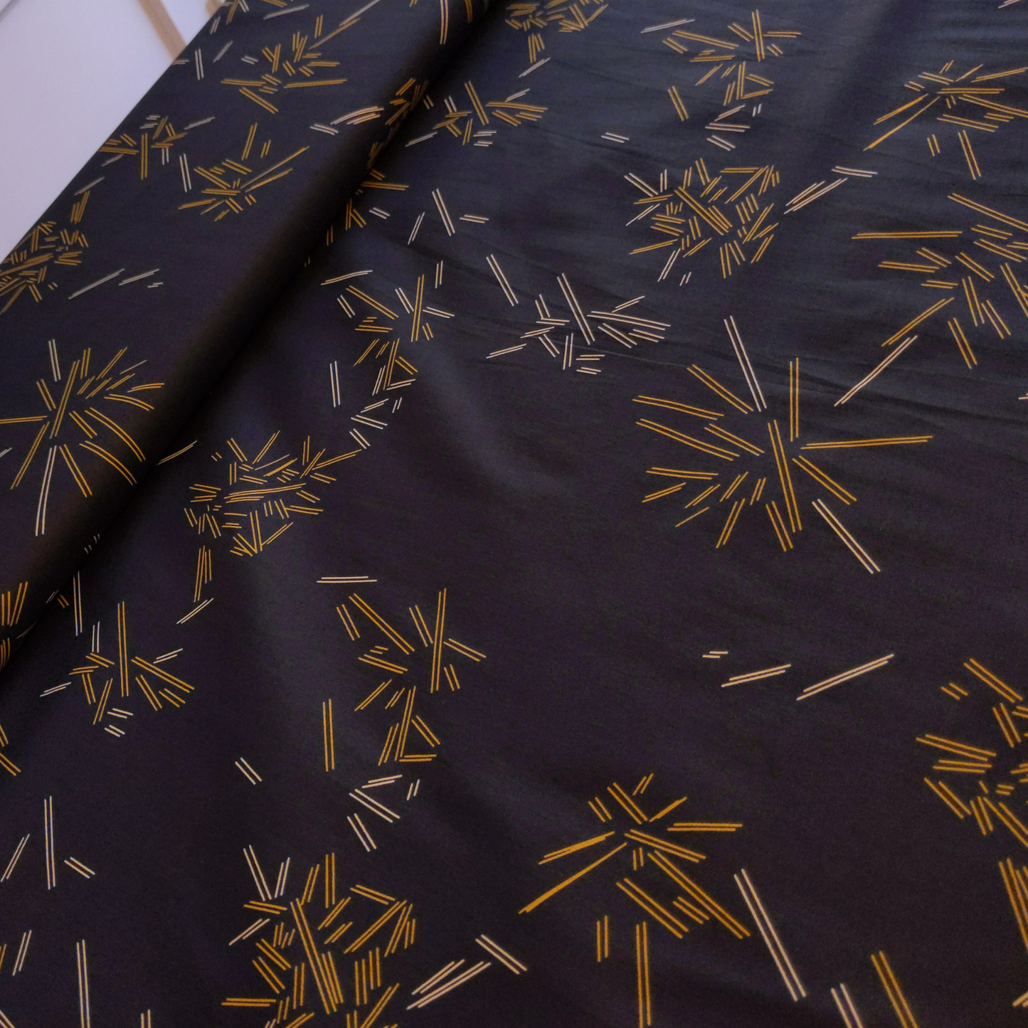 Cotton in Navy with Yellow Stripe