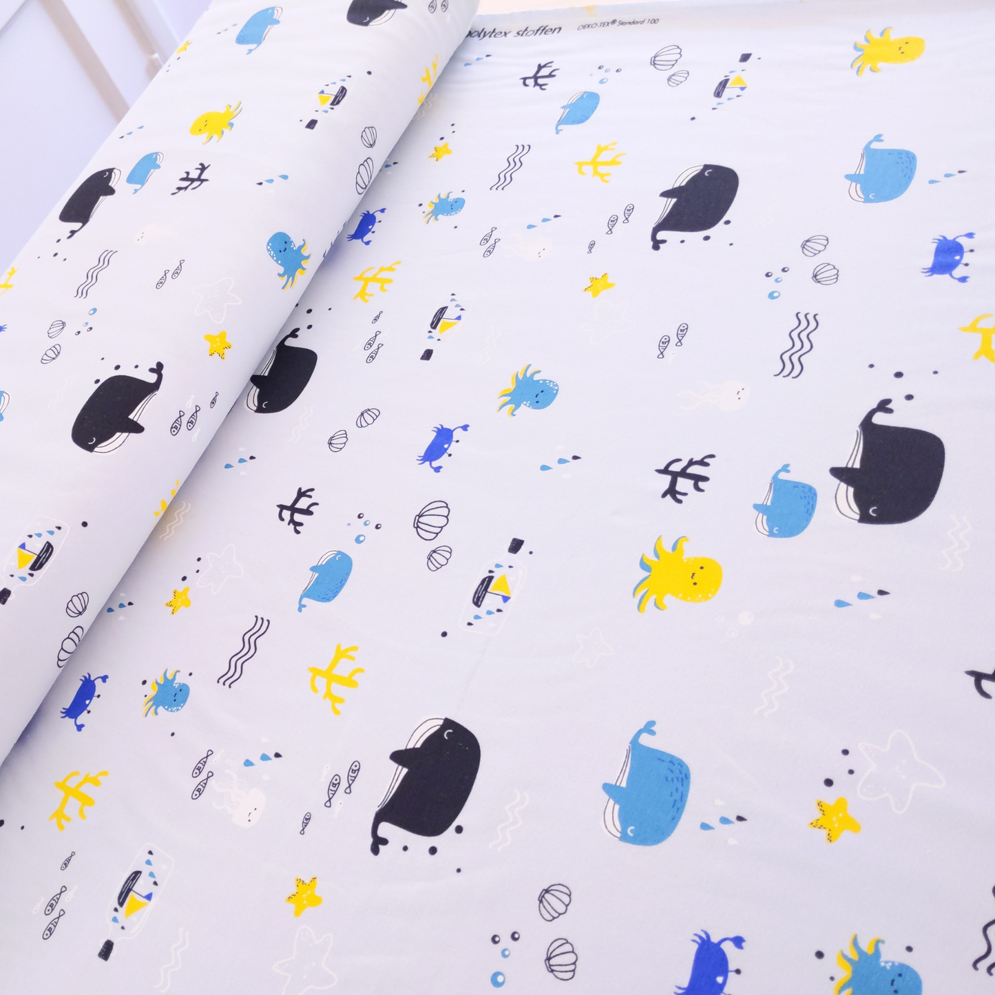 Cotton Jersey with Sea Motif
