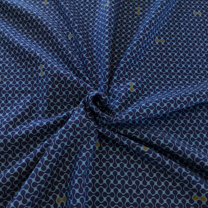 Cotton Jersey in Blue with Abstract Motif