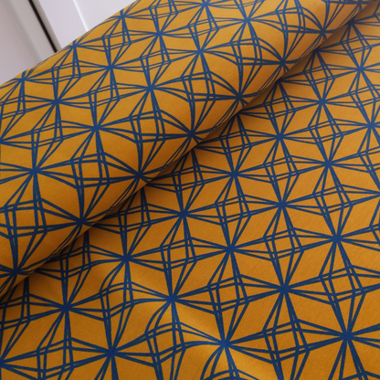 Cotton Jersey in Mustard with Abstract Motif