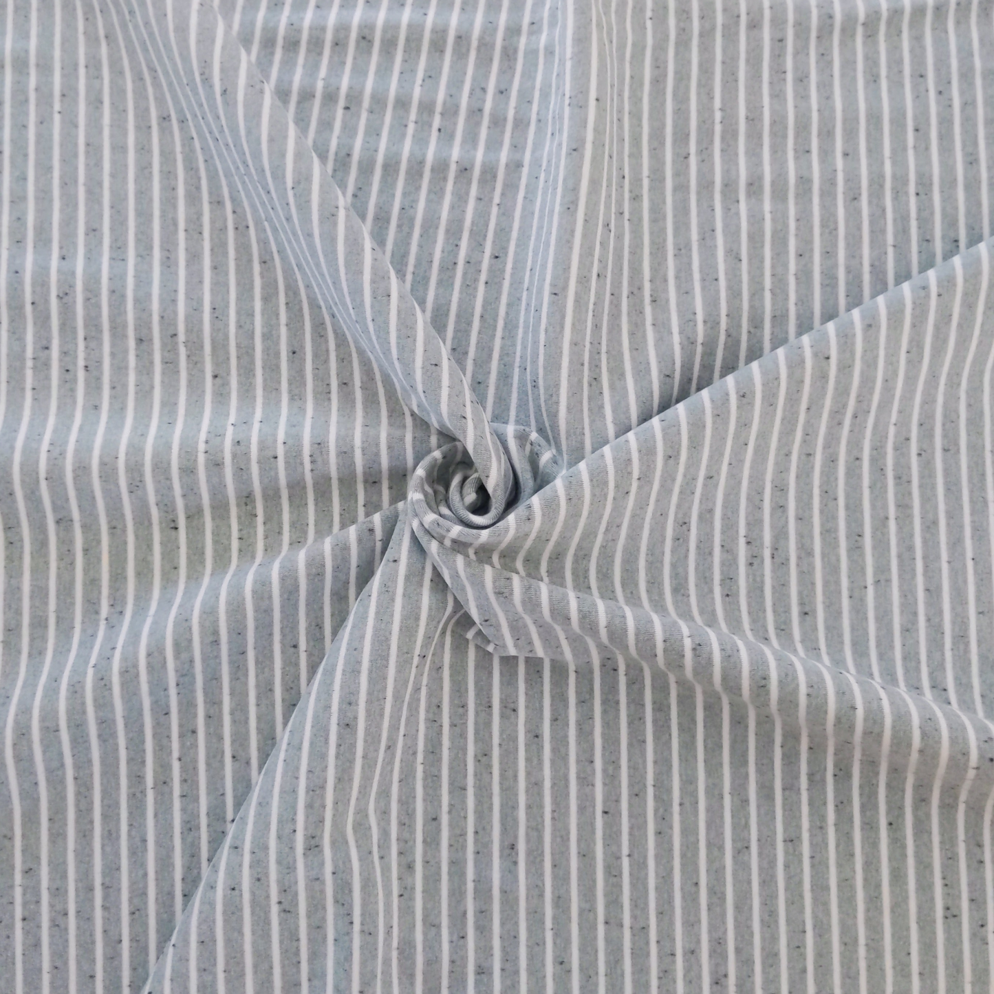 Cotton Jersey Melange in Old Green with Black Stripes