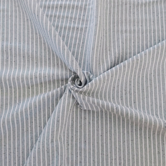 Cotton Jersey Melange in Old Green with Black Stripes