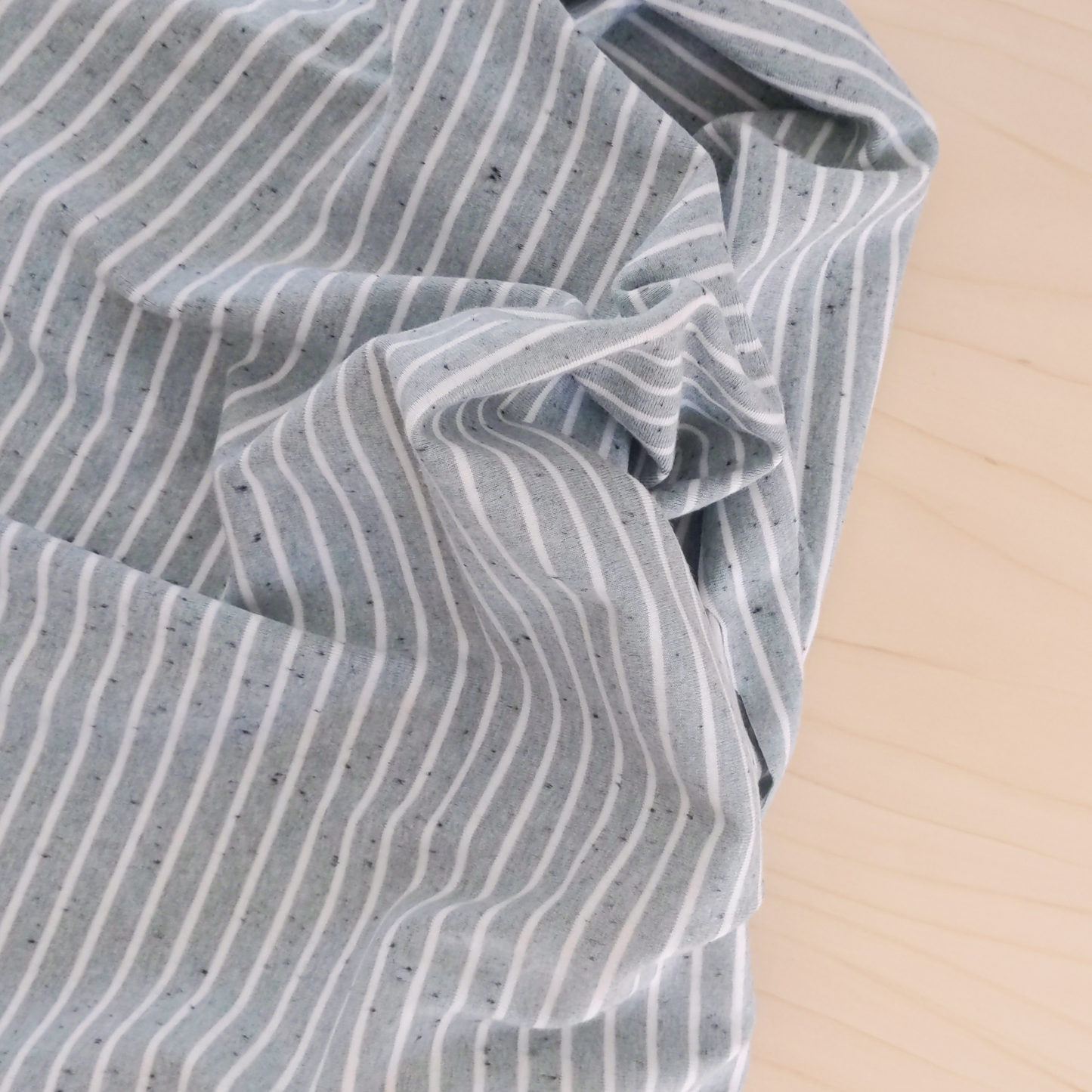 Cotton Jersey Melange in Old Green with Black Stripes