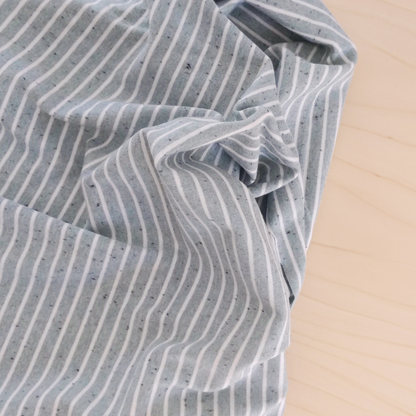 Cotton Jersey Melange in Old Green with Black Stripes