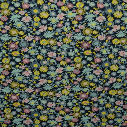 Cotton Jersey in Navy with Florals