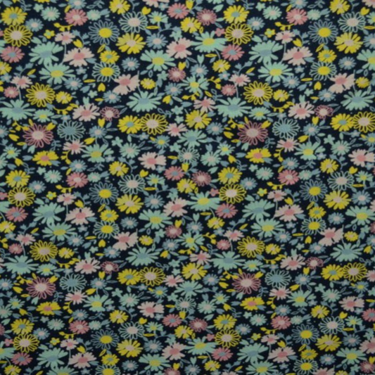 Cotton Jersey in Navy with Florals