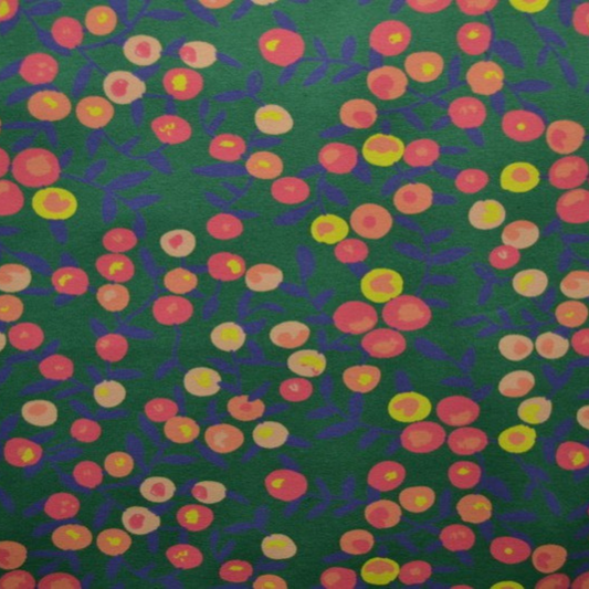 Cotton Jersey in Green with Florals