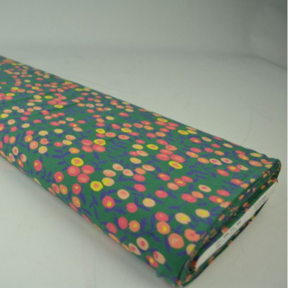Cotton Jersey in Green with Florals
