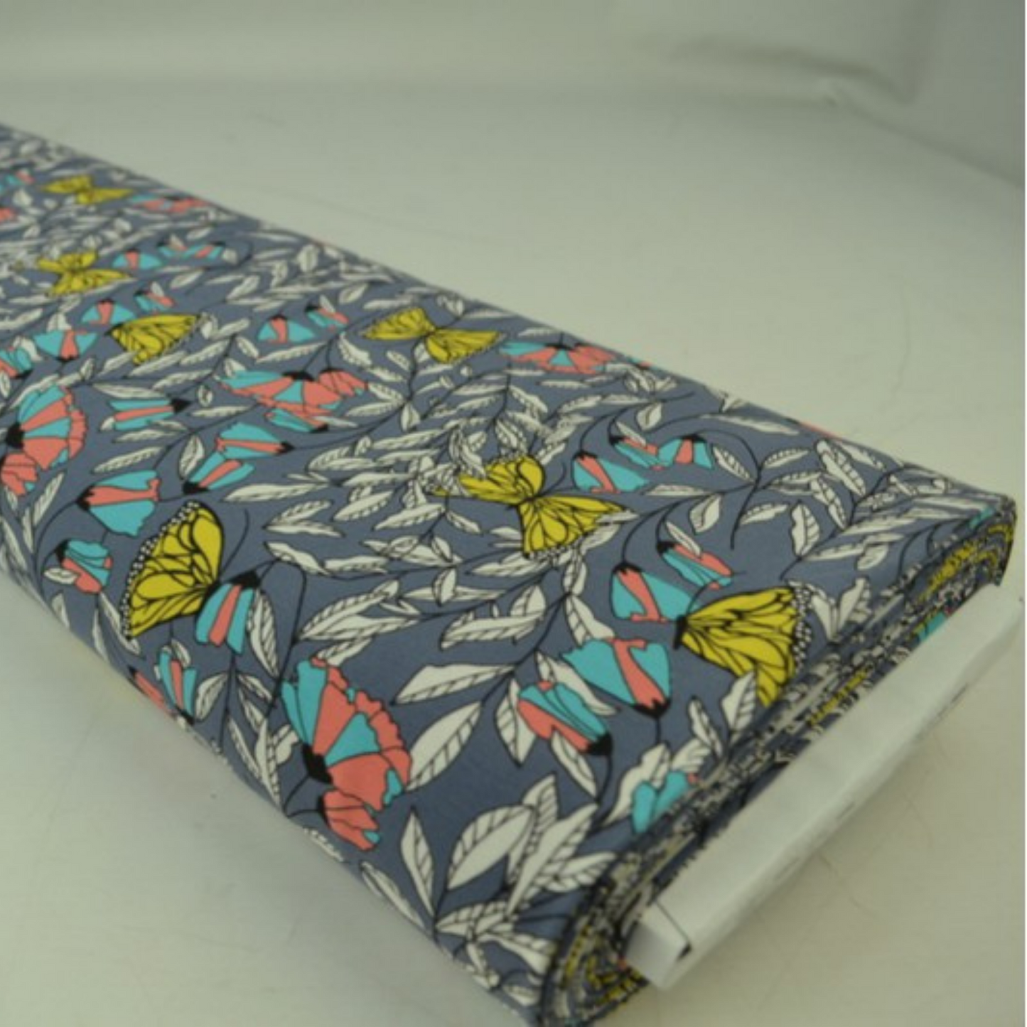 Cotton Jersey in Grey with Florals