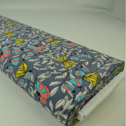 Cotton Jersey in Grey with Florals